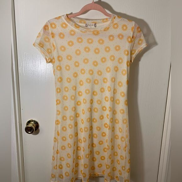 Altar’d State EUC ivory/orange floral mesh mini dress Size small - Picture 1 of 6